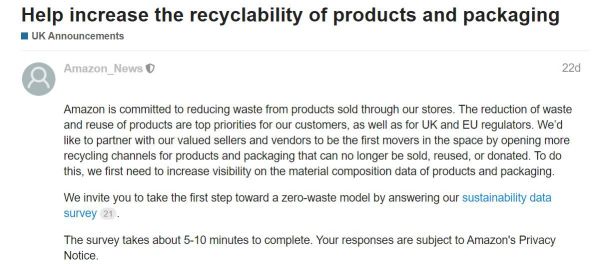 Help increase recyclability of products and packaging Amazon